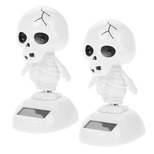 Kichvoe 2 Stück Teiliges Halloween Auto Dekoration Solarbetriebenes Wackelfigur Skelett Lustige Auto Innendeko Leichtes Ghost Ornament für Schlafzimmer Büro Wohnzimmer von Kichvoe