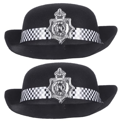 Kichvoe 2er Set für Kinder, Filzstoff Polizeikappen, Cosplay Party Requisiten, Halloween Kostümzubehör, Schwarz Kichvoe 2er Set für Kinder, Filzstoff Polizeikappen, Cosplay Party Requisiten, Halloween Kostümzubehör, Schwarz von Kichvoe