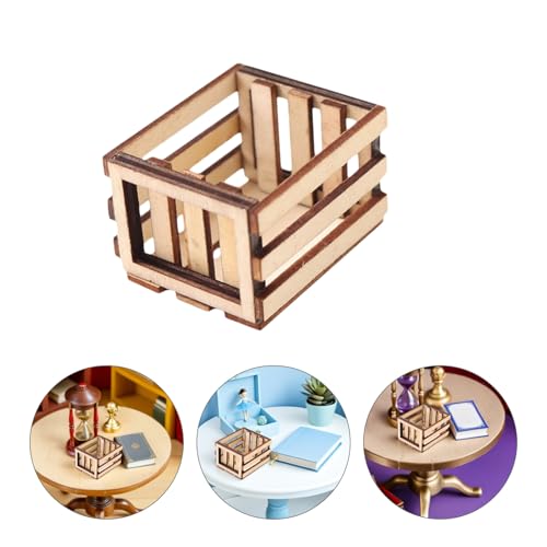 Kichvoe 3-teiliges Miniatur-aufbewahrungskorb-Set, Dekoratives Mini-hauszubehör für Puppenhaus, Hellbraune Kunststoffkisten von Kichvoe