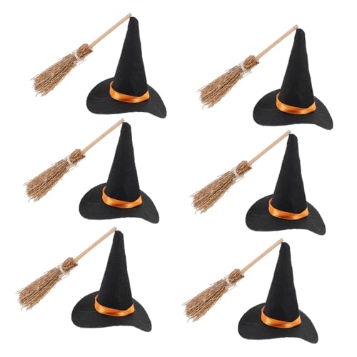 Kichvoe 6Satz Mini Hexenhüte und Besen Kreative Halloween Dekoration Bastelprojekte und Partys Exquisites Design für Zauberhafte Kichvoe 6Satz Mini Hexenhüte und Besen Kreative Halloween Dekoration Bastelprojekte und Partys Exquisites Design für Zauberhafte von Kichvoe