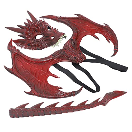 Kichvoe Drachenkostüm für Jungen Mädchen Teiliges Halloween Cosplay Set mit Leichter Roter Maske Flügel und Karneval Party Kostüm Langlebig Hautfreundlich Kichvoe Drachenkostüm für Jungen Mädchen Teiliges Halloween Cosplay Set mit Leichter Roter Maske Flügel und Karneval Party Kostüm Langlebig Hautfreundlich von Kichvoe