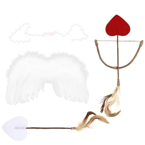 Kichvoe Engel-Amor-Kostüm-Set Für Kleinkinder Neugeborene Amor Pfeil Und Bogen Flügel Kopfbedeckung Cosplay-Kostüm-Set Fotografie-Requisiten von Kichvoe
