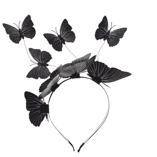 Kichvoe Fascinator Hut Schmetterling Stirnband Festival Halloween Kostüm Haarschmuck Damen Schwarz von Kichvoe