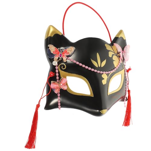 Kichvoe Füchse Maske Tier Maskerade Japanische Kostümmaske Schwarz Cosplay Party Maske Für Cosplay Party Halloween von Kichvoe
