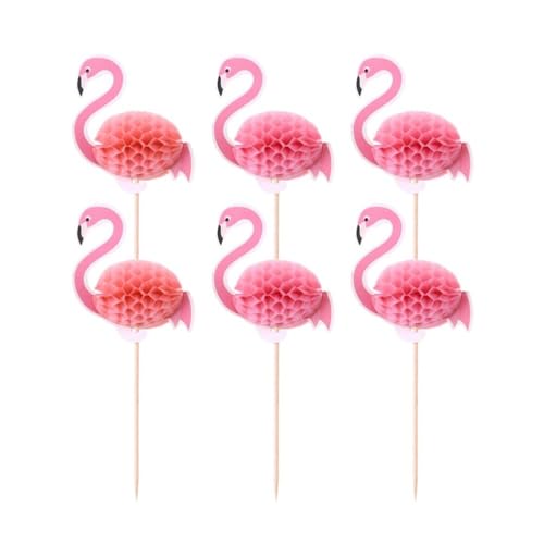 Kichvoe Hawaiianische 3D-Flamingo-Cupcake-Topper 50 Stück Luau-Flamingo-Cupcake-Picks Mit Tropischem Kuchendekoration Für Sommer Schwimmbad Babyparty Geburtstag Hochzeit von Kichvoe