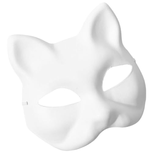 Kichvoe Katzenmaske Therian-Maske Fuchsmaske 2 Stück Weiße Pappmaché-Maske Handbemalte Leere Maske DIY Ihre Eigene Maske Tiermaske DIY Leere Masken Maskerade-Zubehör von Kichvoe