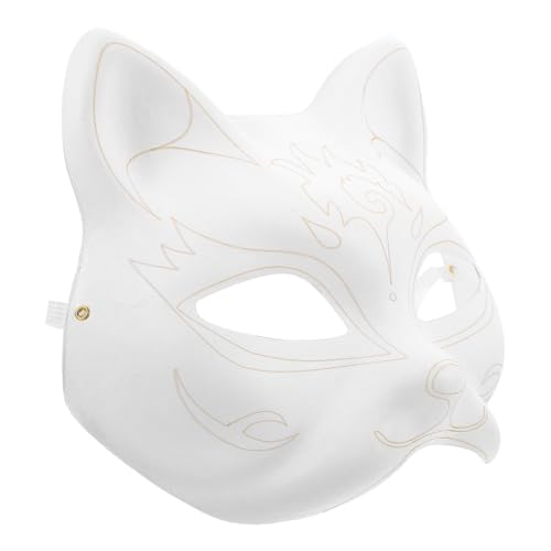 Kichvoe Katzenmasken Unbemalte Katzenmasken Therian-Masken Weiße Katzenfuchsmasken Leere Diy-Maske Tier-Halbgesichtsmasken Für Maskerade Cosplay Partyzubehör B von Kichvoe