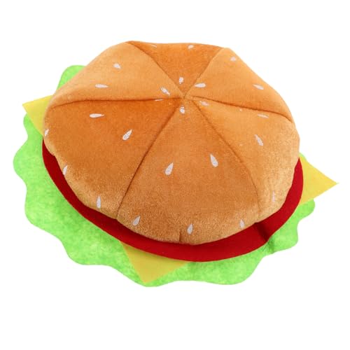 Kichvoe Lustige Hamburger-Mütze Cheeseburger-Kopfbedeckung Für Erwachsene Party-Food-Hüte Kochmütze Für Pizzaverkäufer Lebensmittel-Thema Lustiges Fast-Food-Party-Kostüm von Kichvoe