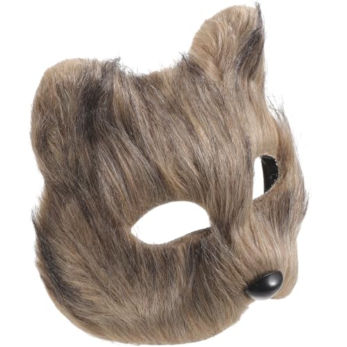 Kichvoe Plüsch-Katzen-Fuchs-Masken Realistische Therian-Maske Tiermasken Pelzige Katze Ostermaske Maskerade-Maske Cosplay-Kostüm Grau von Kichvoe