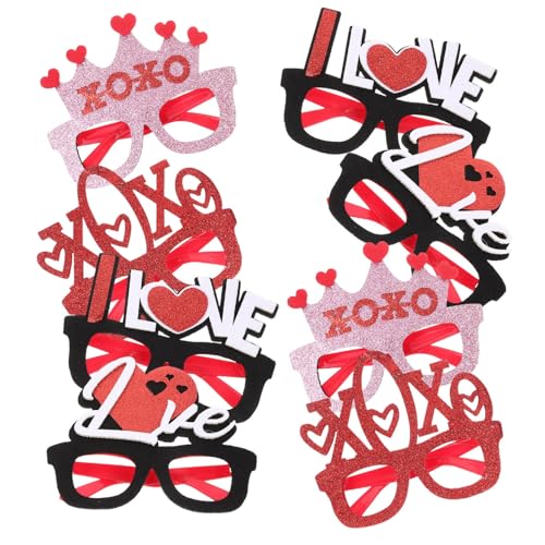 Kichvoe Valentinstag-Party-Brillen 6 Stück Rote Liebesherz-Sonnenbrillen Geburtstag Hochzeit Valentinstag Cosplay Partygeschenke Lustige Brillen Foto-Requisiten Kostümzubehör – Stil 2 von Kichvoe