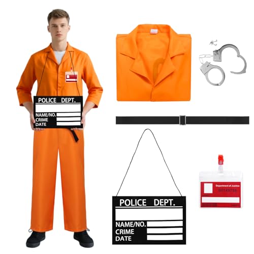 Kicpot Gefangenenkostüm für Herren und Damen, Orange, Gefängnisinsassin, Overall, Outfit, Gefängnisstrafkostüm, Erwachsene, Halloween, Gefängnisuniform, Jumpsuit, XXL Kicpot Gefangenenkostüm für Herren und Damen, Orange, Gefängnisinsassin, Overall, Outfit, Gefängnisstrafkostüm, Erwachsene, Halloween, Gefängnisuniform, Jumpsuit, XXL von Kicpot