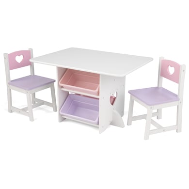 KidKraft® Tisch- und Stuhlset Herzchen weiß / rosa von KidKraft