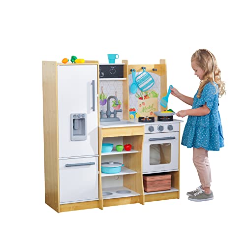 KidKraft Fresh Harvest Kinderküche aus Holz mit Zubehör und Licht- und Soundeffekten, Spielküche mit Kochgeschirr und Lebensmittel, Spielzeug für Kinder ab 3 Jahre, 10065 von KidKraft