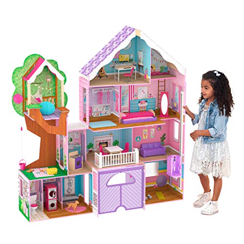 KidKraft Treehouse Retreat Puppenhaus aus Holz mit Möbeln und Zubehör für 30 cm Puppen, Spielset mit Hund, Aufkleber, Baumhaus mit Lichterketten und Garage, Spielzeug für Kinder ab 3 Jahre, 10108 KidKraft Treehouse Retreat Puppenhaus aus Holz mit Möbeln und Zubehör für 30 cm Puppen, Spielset mit Hund, Aufkleber, Baumhaus mit Lichterketten und Garage, Spielzeug für Kinder ab 3 Jahre, 10108 von KidKraft