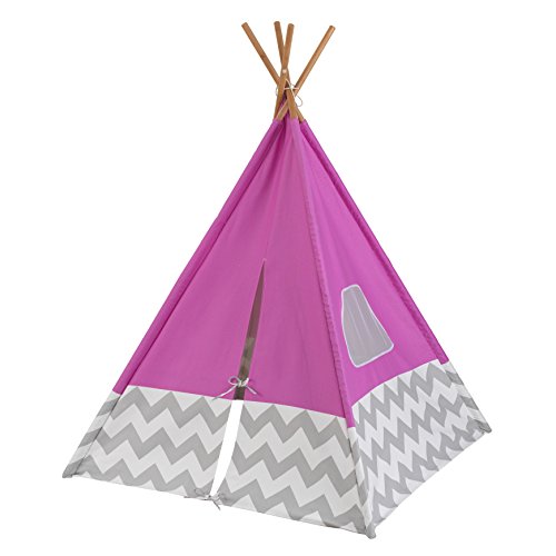 KidKraft Deluxe Rosa Tipi Zelt aus Holz und Canvas für Kinder, Outdoor und Indoor Kinderzelt, Kinderzimmer, Spielzeug für Kinder ab 3 Jahre, 00228 von KidKraft