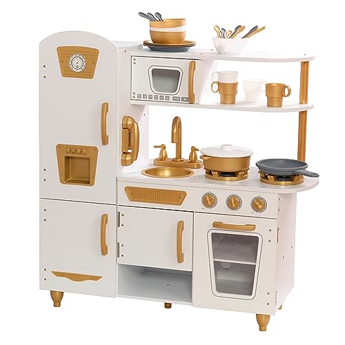 KidKraft Weiße Vintage Kinderküche aus Holz mit Zubehör und Spieltelefon, Spielküche mit Retro Kühlschrank und Kochgeschirr, Spielzeug ab 3 Jahre, 53445 - Exklusiv bei Amazon KidKraft Weiße Vintage Kinderküche aus Holz mit Zubehör und Spieltelefon, Spielküche mit Retro Kühlschrank und Kochgeschirr, Spielzeug ab 3 Jahre, 53445 - Exklusiv bei Amazon von KidKraft