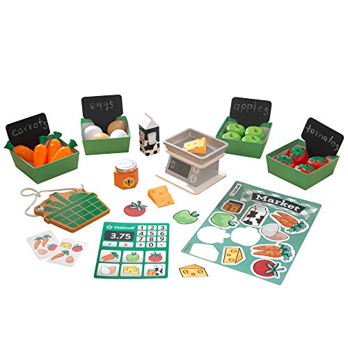 KidKraft Spielzeug-Lebensmittel Bauernmarkt für die Kinderküche, Spielset mit 34 Teile, Spielküche Zubehör, Spielzeug für Kinder ab 3 Jahre, 53540 von KidKraft