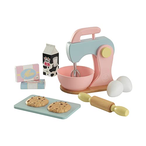 KidKraft Pastell Backset aus Holz für Kinderküche mit Küchenmaschine und Keksen, Spielküche Zubehör, Spielzeug für Kinder ab 3 Jahre, 63371 von KidKraft