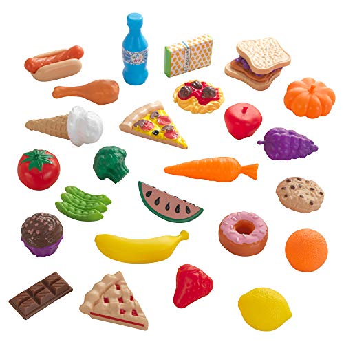 KidKraft 30-teiliges Spielzeug-Lebensmittel Spielset für Kinderküche, Spielküche Zubehör, Spielzeug für Kinder ab 3 Jahre, 63509 von KidKraft