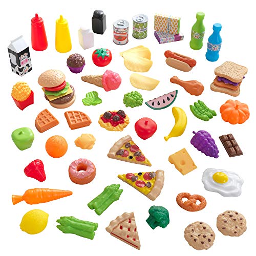 KidKraft 65-teiliges Spielzeug-Lebensmittel Spielset für Kinderküche, Spielküche Zubehör, Spielzeug für Kinder ab 3 Jahre, 63510 von KidKraft