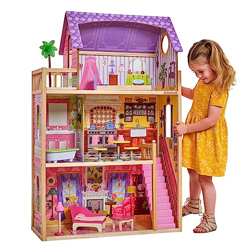 KidKraft Puppenhaus Kayla aus Holz mit Möbeln und Zubehör, Spielset mit 3 Spielebenen für 30 cm Puppen, Spielzeug für Kinder ab 3 Jahre, 65092 - Exklusiv bei Amazon von KidKraft