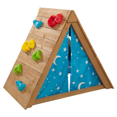 KidKraft A-Frame Klettergerüst aus Holz für Kleinkinder mit Spielzelt, Kletterbogen mit Kinderzelt, Spielzeug für drinnen und draußen, 10278 von KidKraft