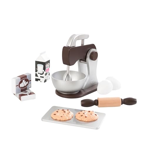 KidKraft Espresso Backset aus Holz für Kinderküche mit Küchenmaschine und Keksen, Spielküche Zubehör, Spielzeug für Kinder ab 3 Jahre, 63370 von KidKraft