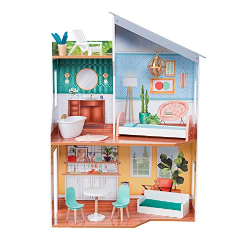 KidKraft Emily Puppenhaus aus Holz mit Möbeln und Zubehör, 3-stöckiges Spielset mit Dachterrasse für 30 cm große Puppen, Spielzeug für Kinder ab 3 Jahre, 65988 KidKraft Emily Puppenhaus aus Holz mit Möbeln und Zubehör, 3-stöckiges Spielset mit Dachterrasse für 30 cm große Puppen, Spielzeug für Kinder ab 3 Jahre, 65988 von KidKraft