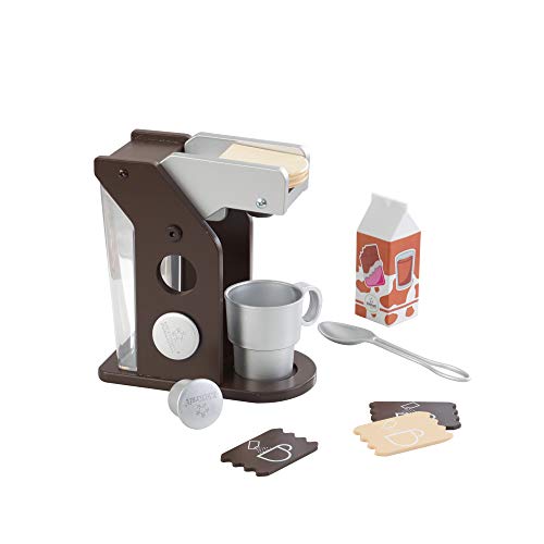 KidKraft Espresso Kaffeemaschine aus Holz für Kinderküche mit Kapseln, Spielküche Zubehör, Spielzeug für Kinder ab 3 Jahre, 63379 von KidKraft