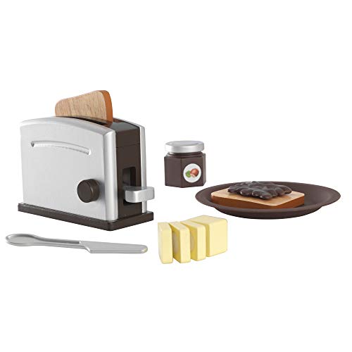 KidKraft Espresso Toaster Spielset aus Holz für Kinderküche mit 2 Scheiben Brot mit Sandwichfüllung, Spielküche Zubehör, Spielzeug für Kinder ab 3 Jahre, 63373 von KidKraft