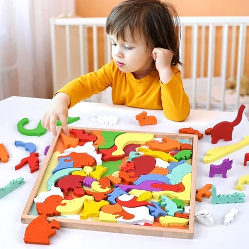 Kidmigo Blöcke Holzpuzzle für Kinder Spielzeug ab 3 Jahre, 3D Holzpuzzle, Montessori Spielzeug Bunte Tierpuzzle Frühpädagogisches Spielzeug Kidmigo Blöcke Holzpuzzle für Kinder Spielzeug ab 3 Jahre, 3D Holzpuzzle, Montessori Spielzeug Bunte Tierpuzzle Frühpädagogisches Spielzeug von KidMigo