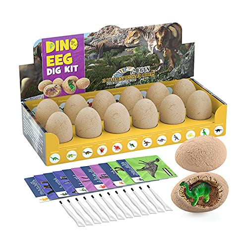 KidMigo Dinosaurier Eier Spielzeug, Dinosaurier Ei, STEM Dinosaurier Spielzeug, 12 Dino Eier, Archäologie-Spielzeug, Fossilien Ausgrabungsset Kinder, Kindergeburtstag Gastgeschenke von KidMigo