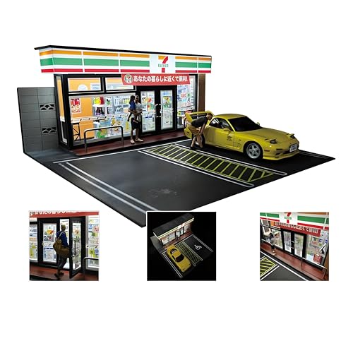 Kidaromo 1:18 Japanisches 7-Eleven Convenience Store Modell, realistische Miniatur-Szene mit USB-LED-Beleuchtung & zwei Parkplätzen, Druckguss-Auto-Display-Hintergrund Kidaromo 1:18 Japanisches 7-Eleven Convenience Store Modell, realistische Miniatur-Szene mit USB-LED-Beleuchtung & zwei Parkplätzen, Druckguss-Auto-Display-Hintergrund von Kidaromo
