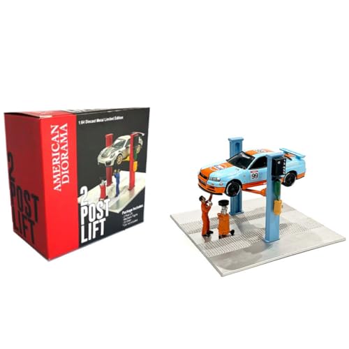 Kidaromo 1:64 Garagenheber & Zubehör-Modell-Set, inklusive Auto-Hebebühne, Ölablasspfanne & Figur, realistisches Miniatur-Auto-Werkstatt-Diorama für Druckguss-Display & benutzerdefinierte Szenen, für von Kidaromo