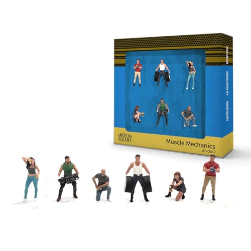 Kidaromo 1:64 Mechaniker Figuren Set, 6 Stück Miniaturfiguren für Garage Dioramen & Diecast Auto Werkstatt Szenen, Zubehör Kit für Modellausstellungen von Kidaromo