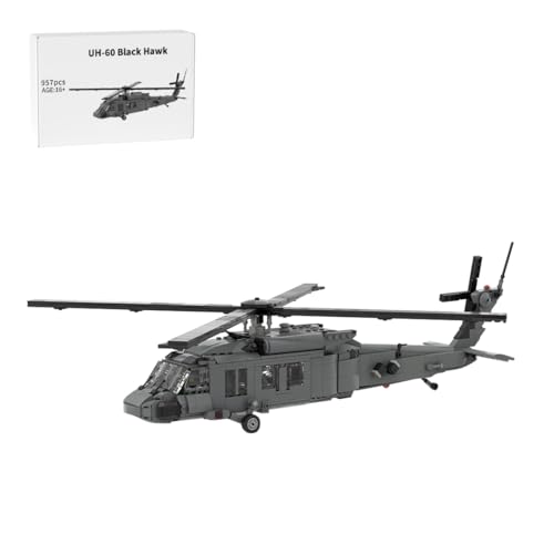 Kidaromo UH-60 Black Hawk (V3) Hubschrauber austeine Modellbausatz, MOC-19840 1:35 Militär Helikopter, Flugzeug Konstruktionsspielzeug Klemmbausteine für Erwachsene & Militärfans, 957 Teile von Kidaromo