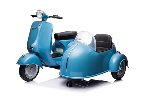 Elektro Kinder Motorrad Vespa 150 VL1T mit Beiwagen 2x35W 12V 7A, Farbe:Blau Elektro Kinder Motorrad Vespa 150 VL1T mit Beiwagen 2x35W 12V 7A, Farbe:Blau von Kidcars