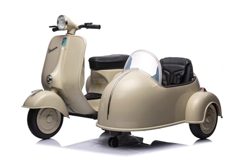 Elektro Kinder Motorrad Vespa 150 VL1T mit Beiwagen 2x35W 12V 7A, Farbe:Weiss Elektro Kinder Motorrad Vespa 150 VL1T mit Beiwagen 2x35W 12V 7A, Farbe:Weiss von Kidcars