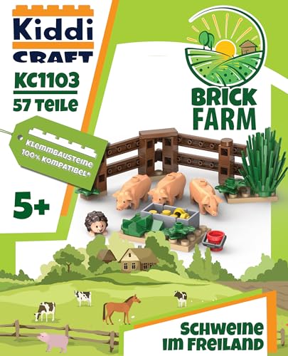 Kiddicraft KC1103 Schweine im Freiland Klemmbausteine von KIDDICRAFT