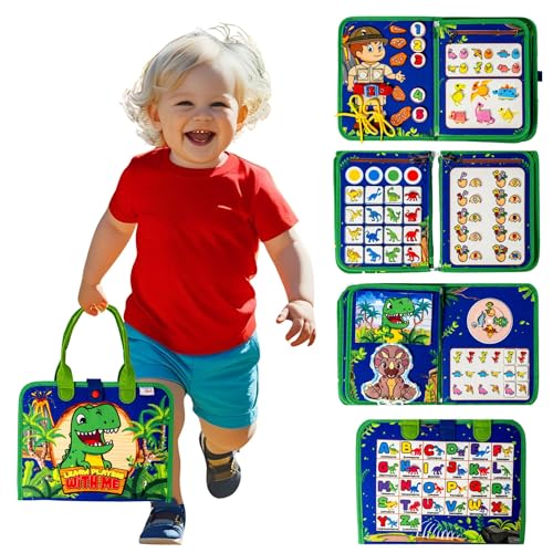 Kiddies Spot Toddler Busy Board, Sensory Busy Book, Montessori Toy, Educational Activities for Learning Fine Motor Skills, Travel Kids Activity for Car Airplane, Toddler Gifts, Blue Dinosaur Kiddies Spot Toddler Busy Board, Sensory Busy Book, Montessori Toy, Educational Activities for Learning Fine Motor Skills, Travel Kids Activity for Car Airplane, Toddler Gifts, Blue Dinosaur von Kiddies Spot