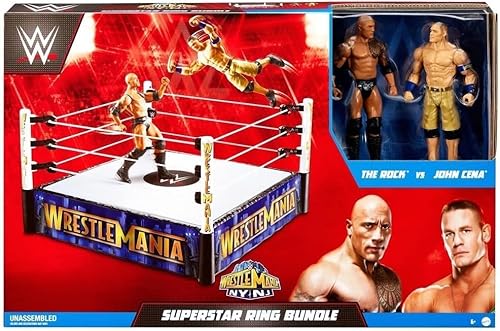 Kiddimax Offizielles Wrestle Mania 29 The Rock vs John Cena Actionfigurenring-Set von Kiddimax