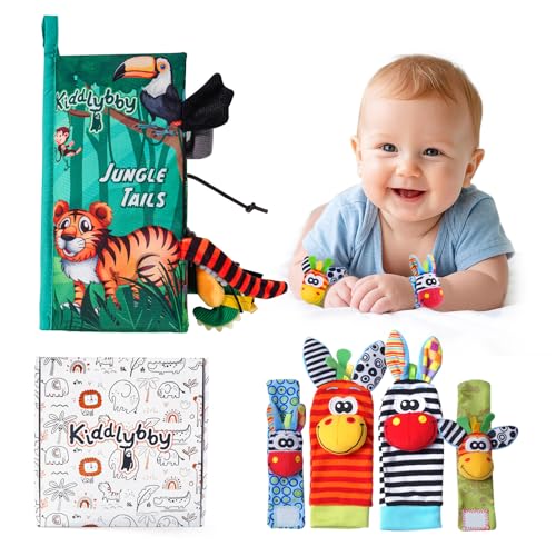 Kiddlybby Geschenk für Neugeborene, Geschenke für Babys, Spielzeug für Babys 0-3-6-12 Monate, sensorisches Babybuch, interaktive Baby-Texturen, Rassel und sensorisches Handgelenk. Kiddlybby Geschenk für Neugeborene, Geschenke für Babys, Spielzeug für Babys 0-3-6-12 Monate, sensorisches Babybuch, interaktive Baby-Texturen, Rassel und sensorisches Handgelenk. von Kiddlybby