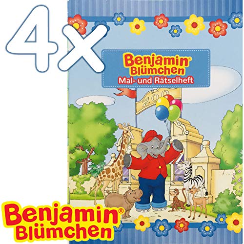 4 Mal- und Rätselhefte * Benjamin BLÜMCHEN * mit 12 Seiten in DIN A6 | perfekt als Mitgebsel oder Geschenk | Malbuch Malen Malblock Kinder Elefant Töröööö von Kiddnix