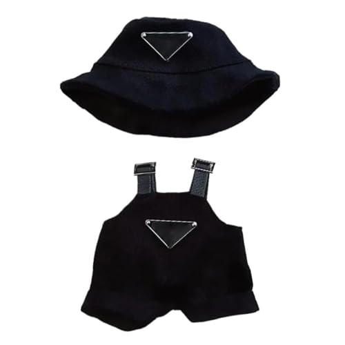 2 Stück Set Bekleidung für La 17cm Puppe Kleidung DIY Outfit für La Puppen Schwarzer Hut, Latzhose Geeignet für Sammler, Kindergeschenke (Stil C) von Kiddo Sky