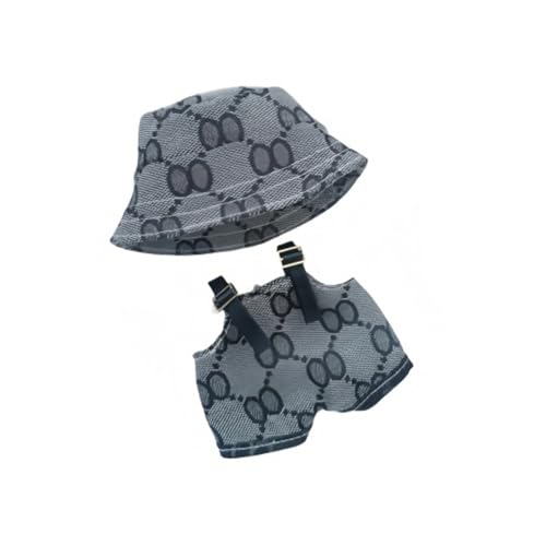 2 Stück Set Bekleidung für La 17cm Puppe Kleidung DIY Outfit für La Puppen Schwarzer Hut, Latzhose Geeignet für Sammler, Kindergeschenke (Stil E) von Kiddo Sky