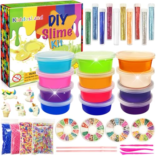 KiddosLand DIY Slime Kit-12 Farben Crystal Slime, Schleim Selber Machen mit Glitzer Charmes Werkzeug und mehr. Ideales Spielzeug, Geschenk für Kinder ab 6 Jahren KiddosLand DIY Slime Kit-12 Farben Crystal Slime, Schleim Selber Machen mit Glitzer Charmes Werkzeug und mehr. Ideales Spielzeug, Geschenk für Kinder ab 6 Jahren von KiddosLand
