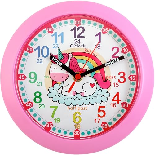 Kiddus Wanduhr für Kinder, Jungen und Mädchen. Analoger Zeitlehrer mit Zeitlernübungen. Gut lesbar, um ganz leicht, Ablesen der Uhrzeit Lernen. English Unicorn Kiddus Wanduhr für Kinder, Jungen und Mädchen. Analoger Zeitlehrer mit Zeitlernübungen. Gut lesbar, um ganz leicht, Ablesen der Uhrzeit Lernen. English Unicorn von Kiddus
