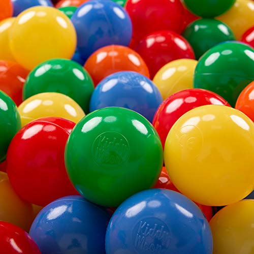 KiddyMoon Kinder Bälle Spielbälle 100 ∅ 7Cm Für Bällebad Baby Plastikbälle Made In EU, Gelb/Grün/Blau/Rot/Orange von KiddyMoon