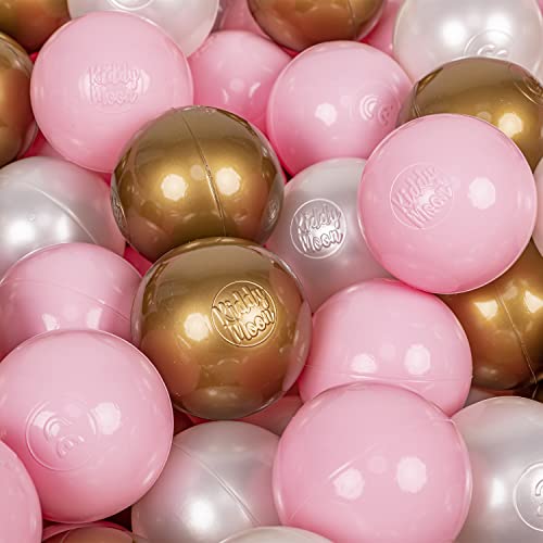 KiddyMoon 100 ∅ 7Cm Kinder Bälle Spielbälle Für Bällebad Baby Plastikbälle Made In EU, Puderrosa/Perle/Golden von KiddyMoon