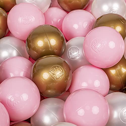 KiddyMoon 300 ∅ 7Cm Kinder Bälle Spielbälle Für Bällebad Baby Plastikbälle Made In EU, Puderrosa/Perle/Golden von KiddyMoon